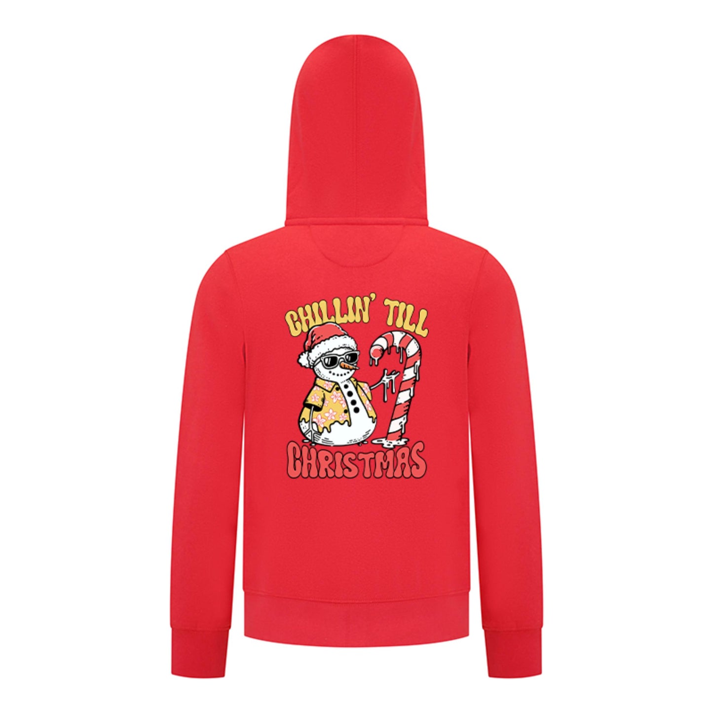 Everyday Kids Christmas Collection Chillin’ Till Christmas Boys Zip Up Hoodie – Holiday Sweatshirt - Red