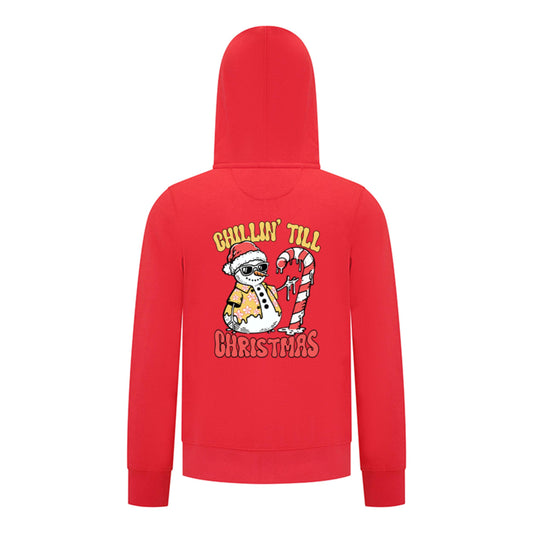Everyday Kids Christmas Collection Chillin’ Till Christmas Boys Zip Up Hoodie – Holiday Sweatshirt - Red