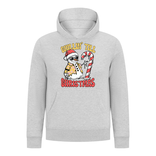 Everyday Kids Christmas Collection Chillin’ Till Christmas Boys Pullover Hoodie – Holiday Sweatshirt - Heather Gray