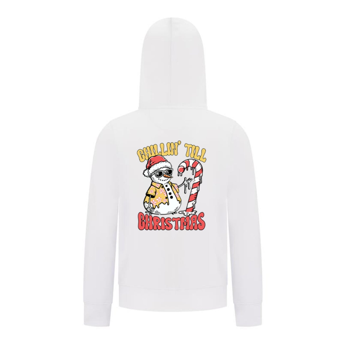 Everyday Kids Christmas Collection Chillin’ Till Christmas Boys Zip Up Hoodie – Holiday Sweatshirt - White