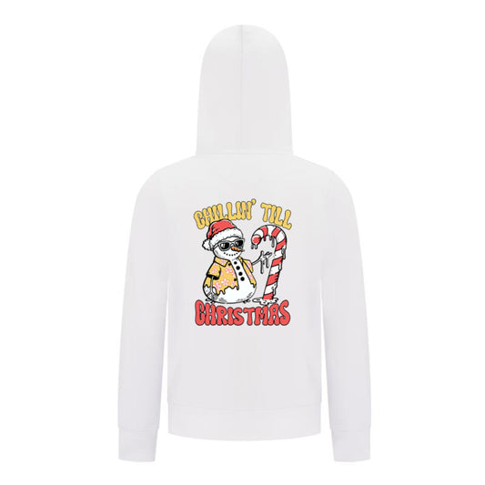 Everyday Kids Christmas Collection Chillin’ Till Christmas Boys Zip Up Hoodie – Holiday Sweatshirt - White