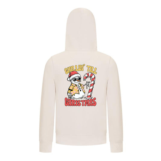 Everyday Kids Christmas Collection Chillin’ Till Christmas Boys Zip Up Hoodie – Holiday Sweatshirt - Off White