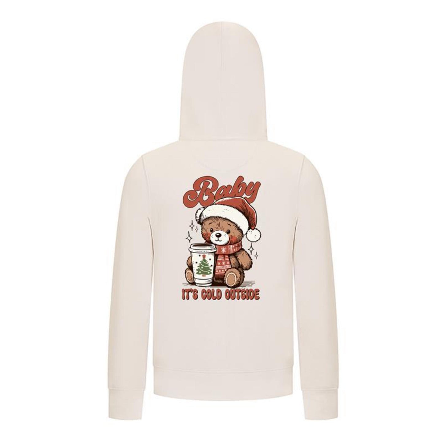 Everyday Kids Christmas Collection Baby It’s Cold Outside Zip Up Hoodie – Holiday Sweatshirt - Off White