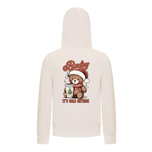 Everyday Kids Christmas Collection Baby It’s Cold Outside Zip Up Hoodie – Holiday Sweatshirt - Off White