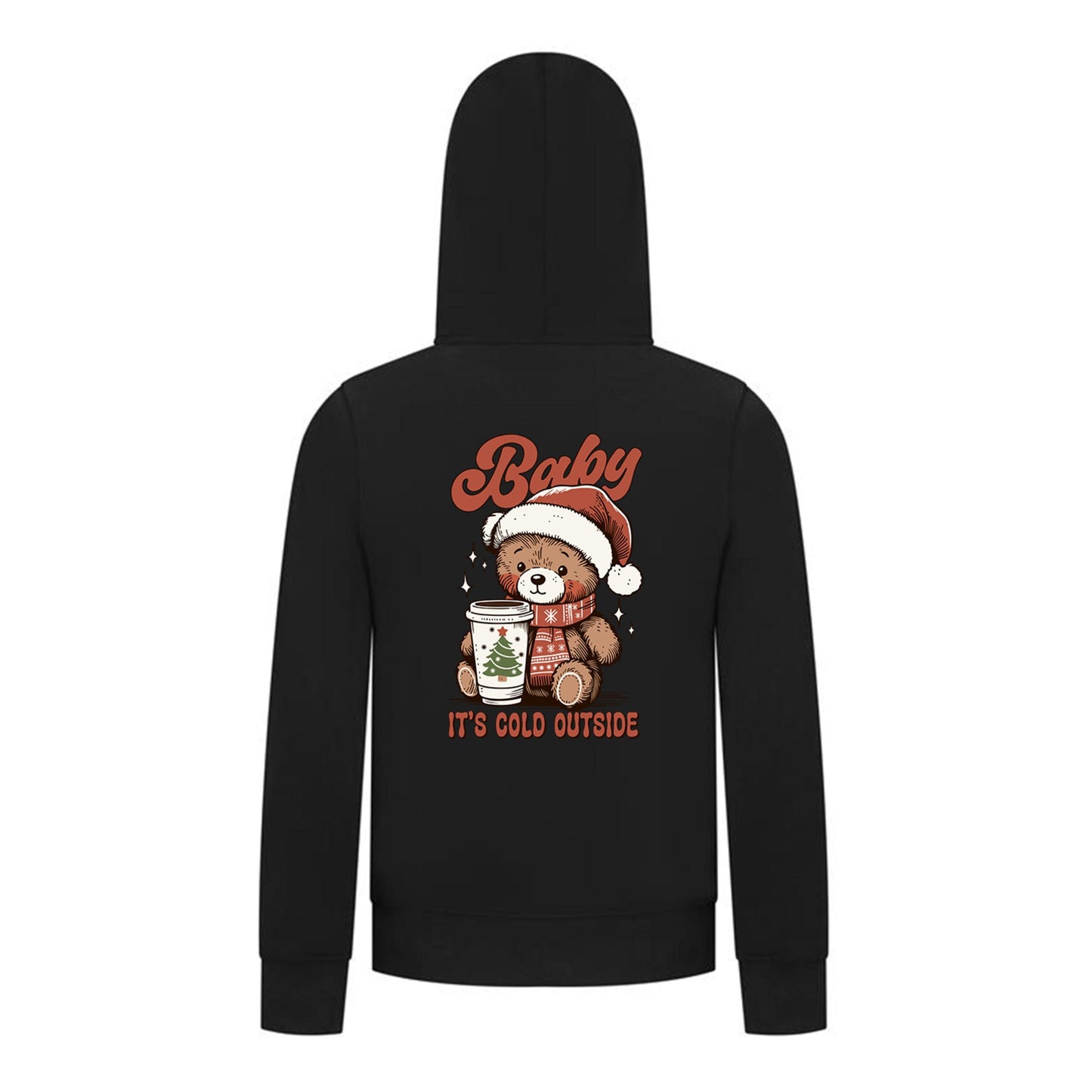 Everyday Kids Christmas Collection Baby It’s Cold Outside Zip Up Hoodie – Holiday Sweatshirt - Black