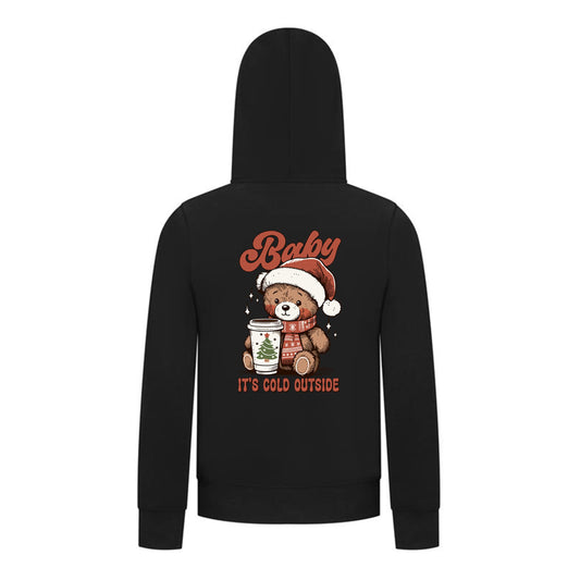 Everyday Kids Christmas Collection Baby It’s Cold Outside Zip Up Hoodie – Holiday Sweatshirt - Black