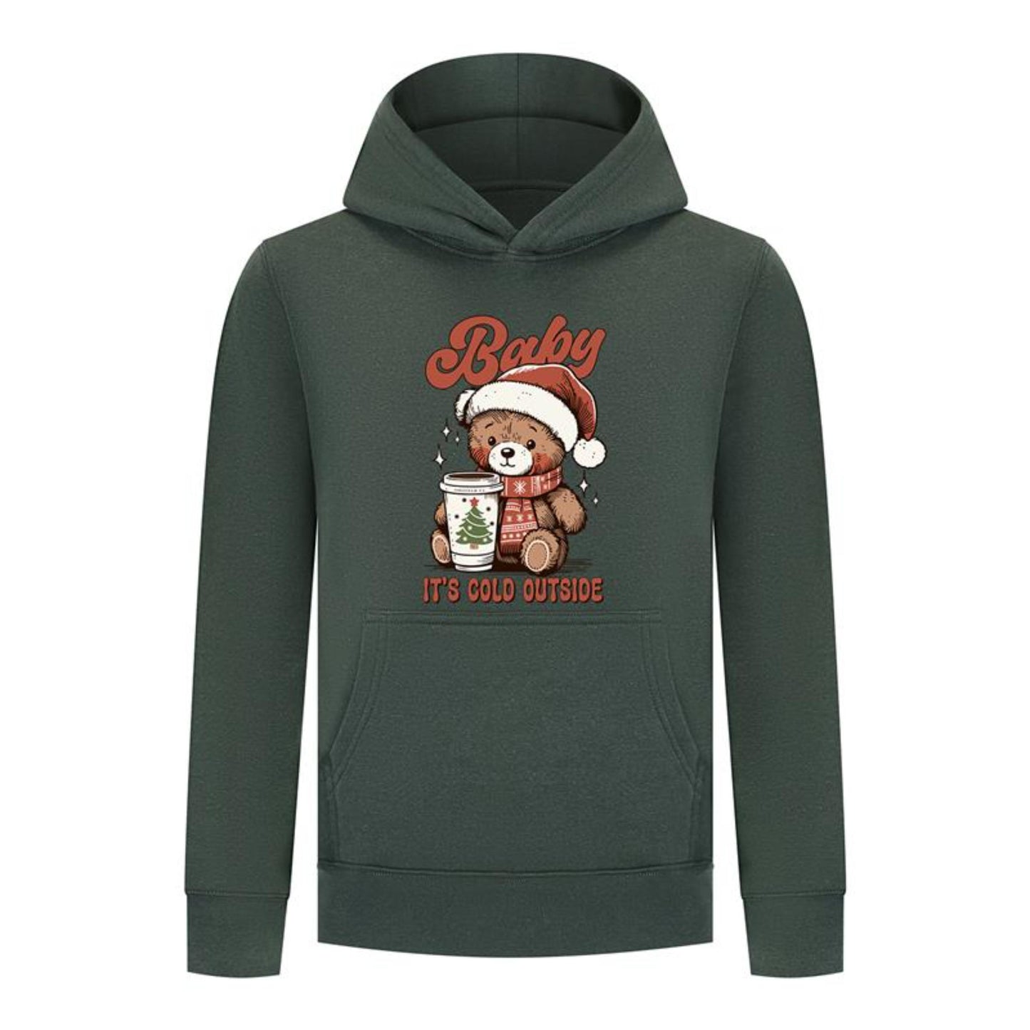 Everyday Kids Christmas Collection Baby It’s Cold Outside Pullover Hoodie – Holiday Sweatshirt - Green