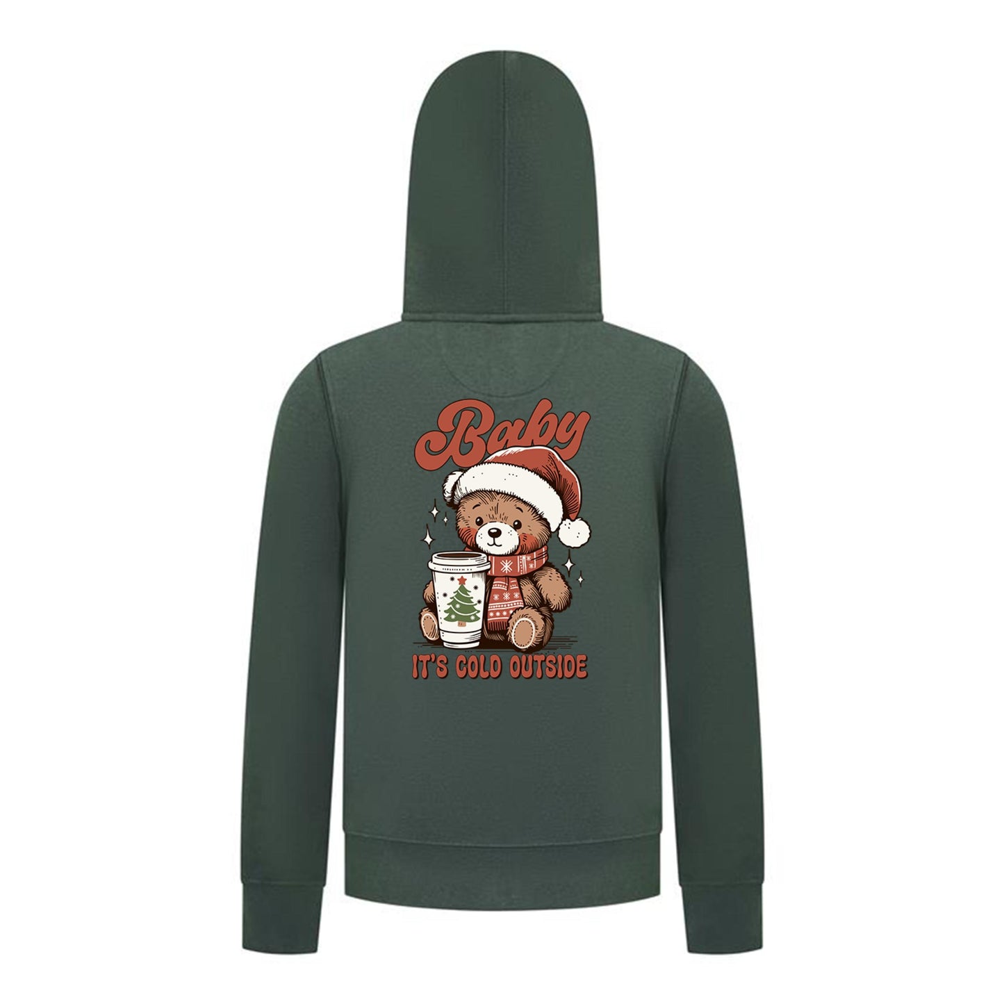 Everyday Kids Christmas Collection Baby It’s Cold Outside Zip Up Hoodie – Holiday Sweatshirt - Green