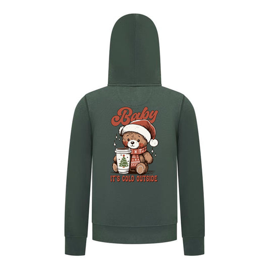 Everyday Kids Christmas Collection Baby It’s Cold Outside Zip Up Hoodie – Holiday Sweatshirt - Green