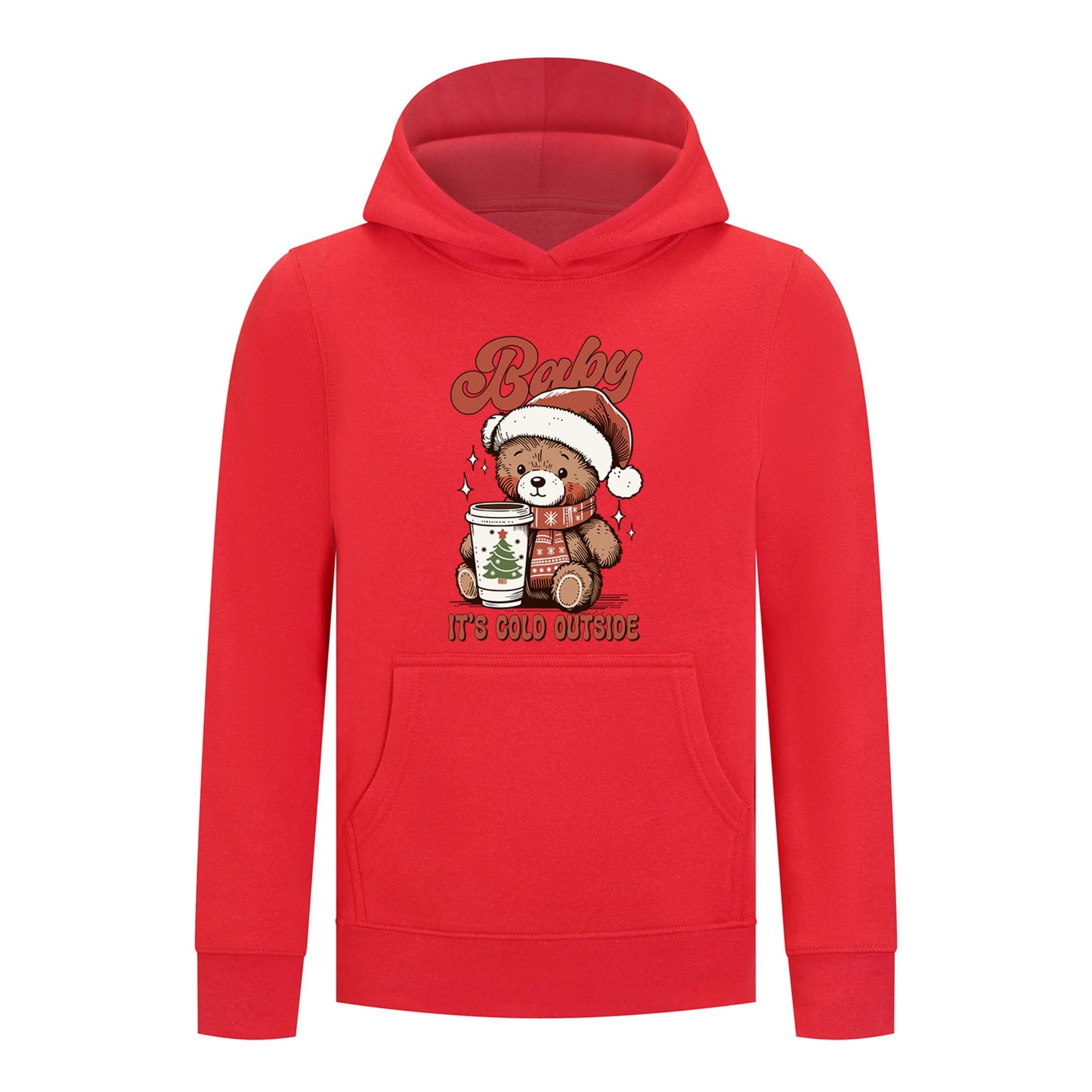 Everyday Kids Christmas Collection Baby It’s Cold Outside Pullover Hoodie – Holiday Sweatshirt - Red