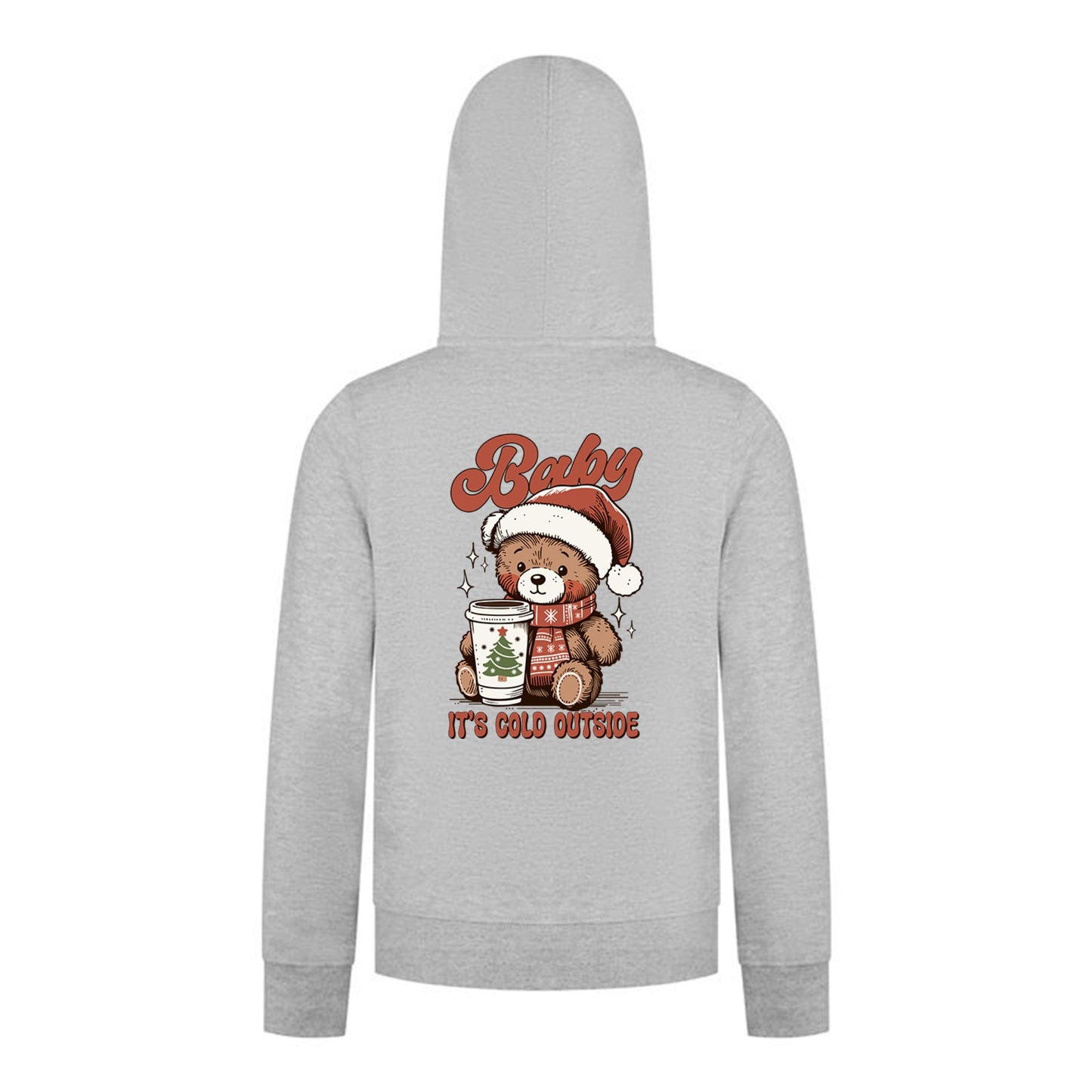 Everyday Kids Christmas Collection Baby It’s Cold Outside Zip Up Hoodie – Holiday Sweatshirt - Heather Gray