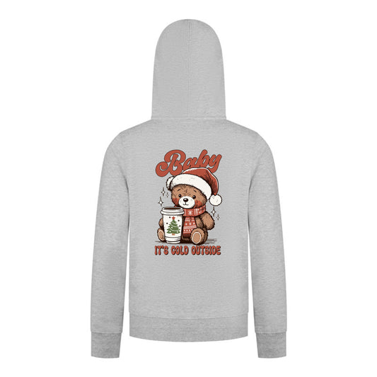 Everyday Kids Christmas Collection Baby It’s Cold Outside Zip Up Hoodie – Holiday Sweatshirt - Heather Gray