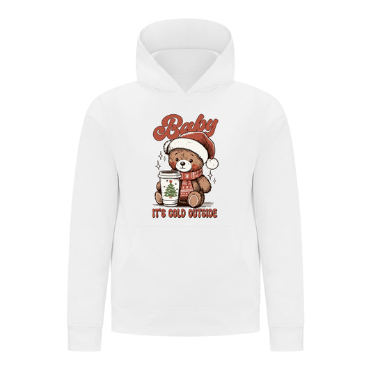 Everyday Kids Christmas Collection Baby It’s Cold Outside Pullover Hoodie – Holiday Sweatshirt - White
