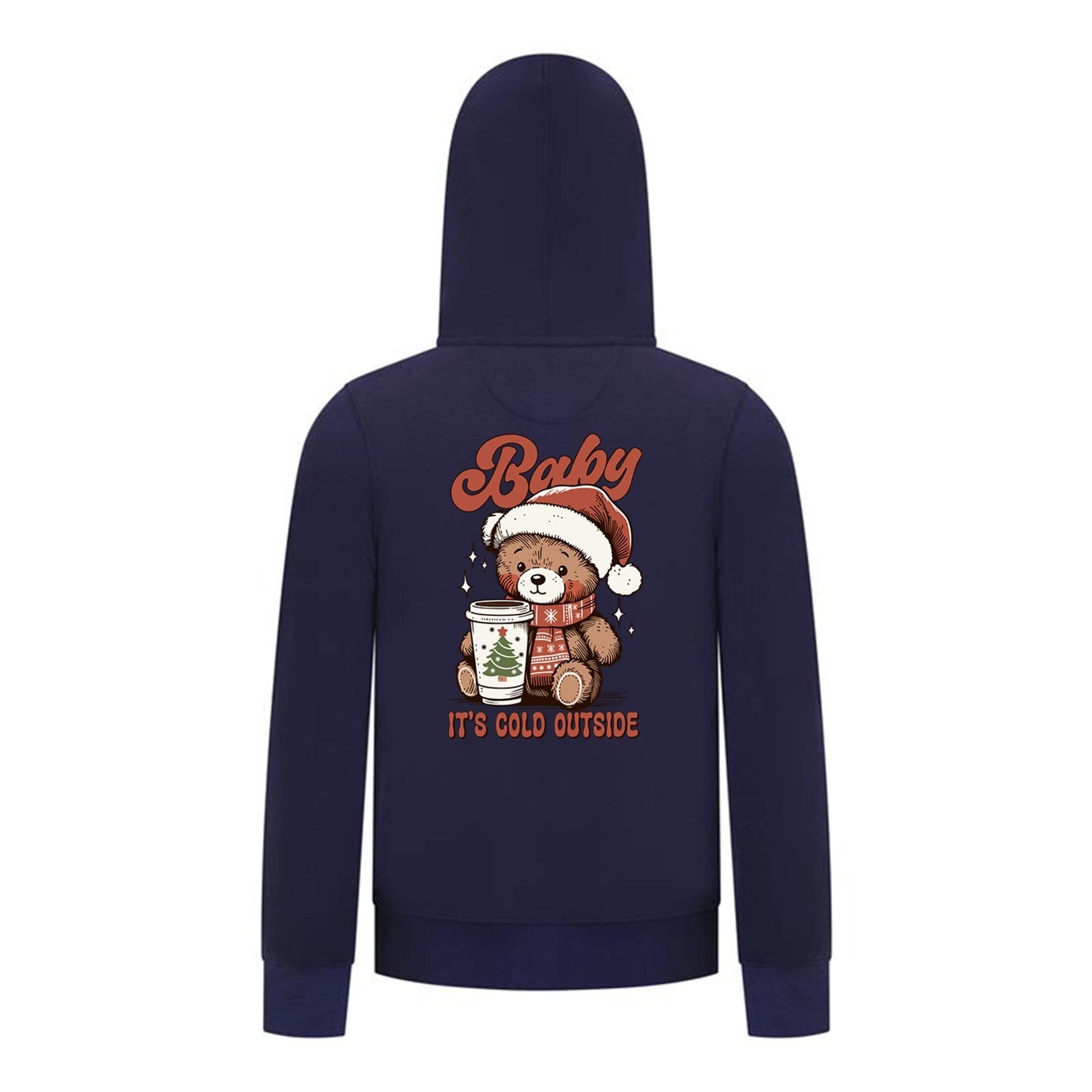 Everyday Kids Christmas Collection Baby It’s Cold Outside Zip Up Hoodie – Holiday Sweatshirt - Navy