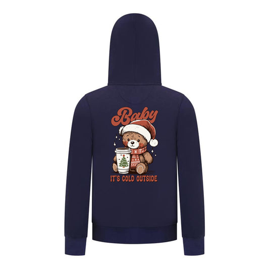 Everyday Kids Christmas Collection Baby It’s Cold Outside Zip Up Hoodie – Holiday Sweatshirt - Navy