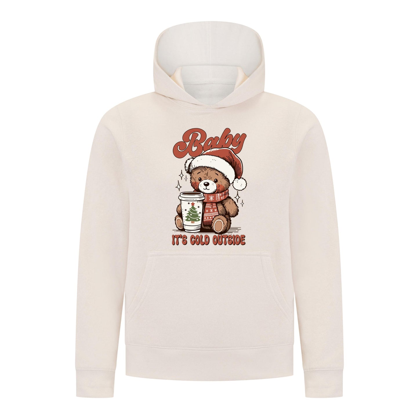 Everyday Kids Christmas Collection Baby It’s Cold Outside Pullover Hoodie – Holiday Sweatshirt - Off White