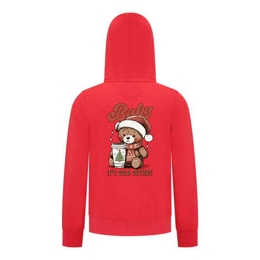 Everyday Kids Christmas Collection Baby It’s Cold Outside Zip Up Hoodie – Holiday Sweatshirt - Red