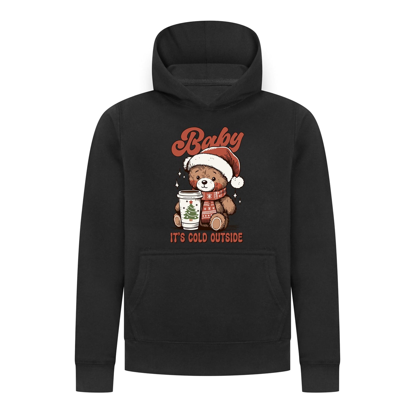 Everyday Kids Christmas Collection Baby It’s Cold Outside Pullover Hoodie – Holiday Sweatshirt - Black