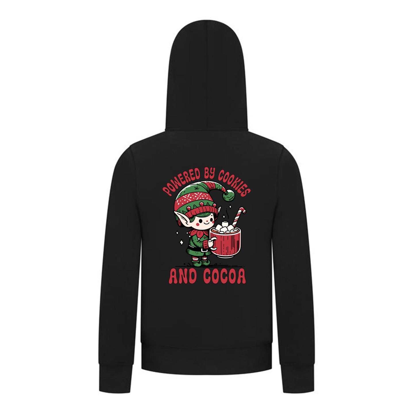 Everyday Kids Christmas Collection Powered by Cookies and Cocoa Zip Up Hoodie – Holiday Sweatshirt - Black