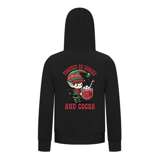 Everyday Kids Christmas Collection Powered by Cookies and Cocoa Zip Up Hoodie – Holiday Sweatshirt - Black