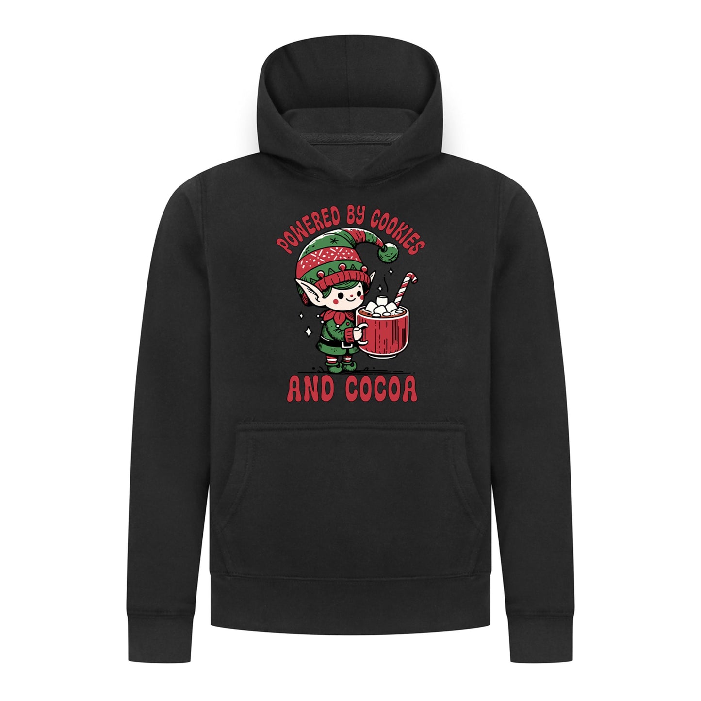 Everyday Kids Christmas Collection Powered by Cookies and Cocoa Pullover Hoodie – Holiday Sweatshirt - Black