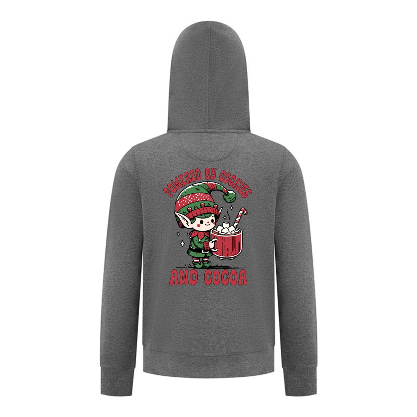 Everyday Kids Christmas Collection Powered by Cookies and Cocoa Zip Up Hoodie – Holiday Sweatshirt - Charcoal Gray