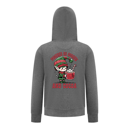 Everyday Kids Christmas Collection Powered by Cookies and Cocoa Zip Up Hoodie – Holiday Sweatshirt - Charcoal Gray