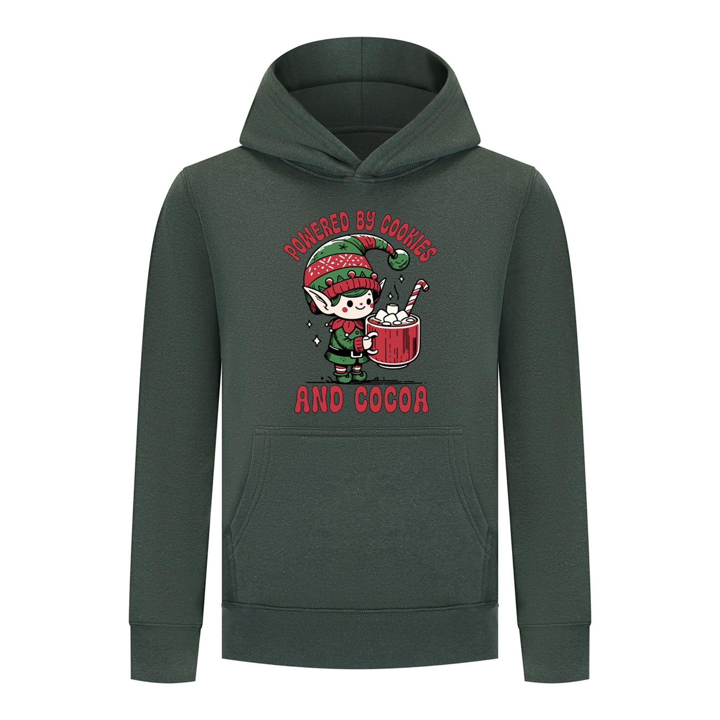 Everyday Kids Christmas Collection Powered by Cookies and Cocoa Pullover Hoodie – Holiday Sweatshirt - Green