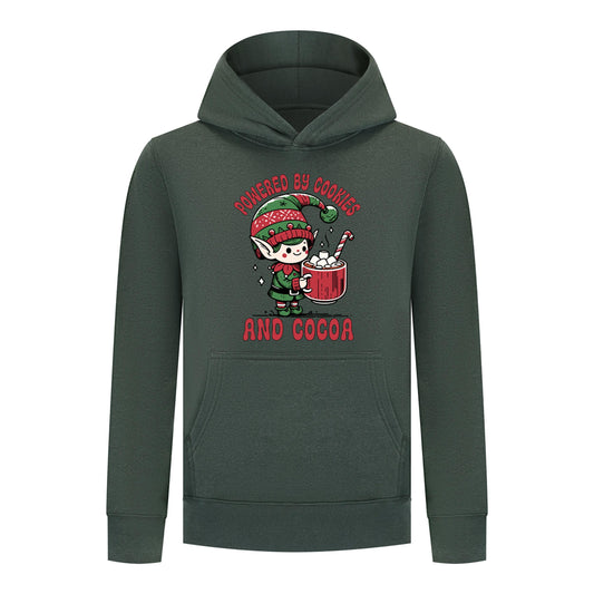Everyday Kids Christmas Collection Powered by Cookies and Cocoa Pullover Hoodie – Holiday Sweatshirt - Green