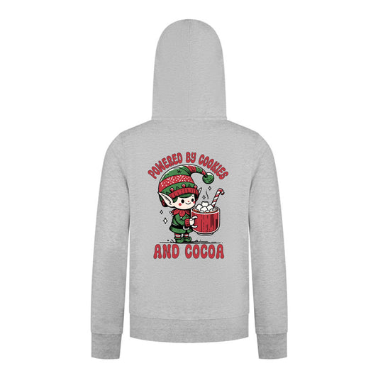 Everyday Kids Christmas Collection Powered by Cookies and Cocoa Zip Up Hoodie – Holiday Sweatshirt - Heather Gray
