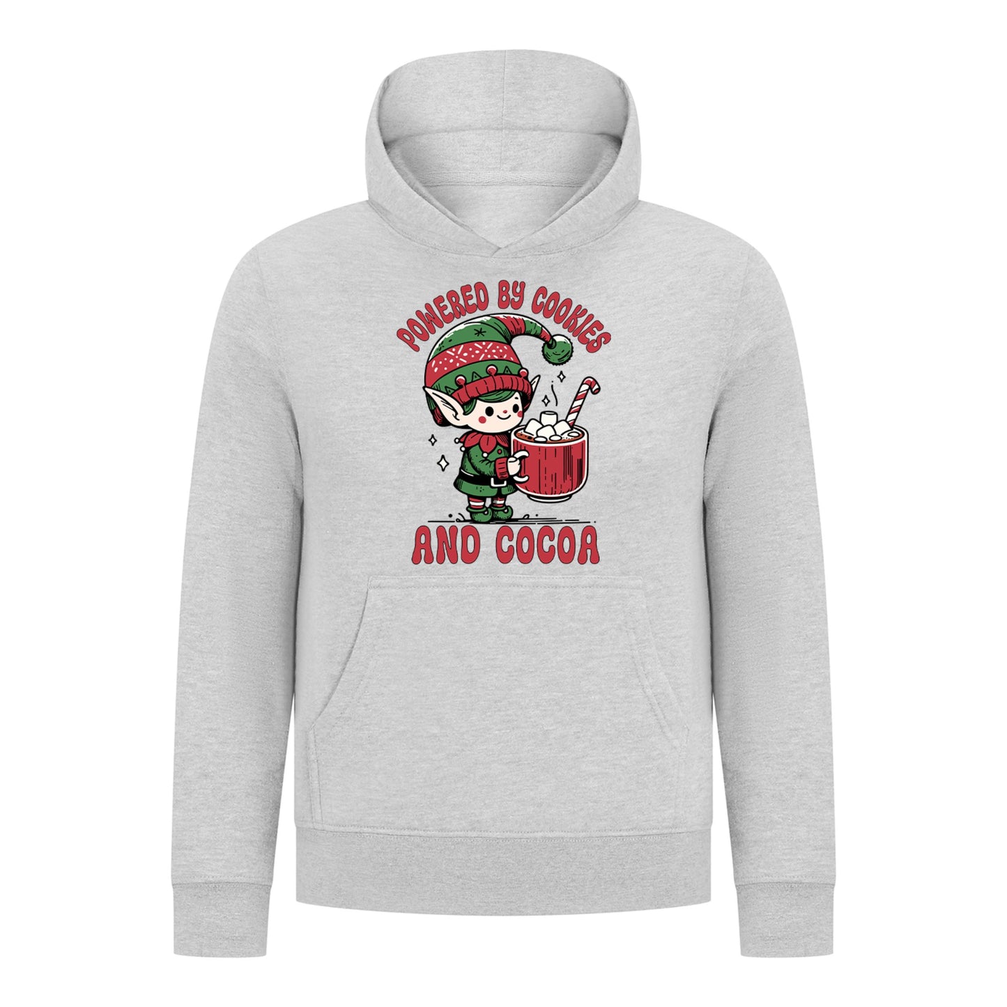 Everyday Kids Christmas Collection Powered by Cookies and Cocoa Pullover Hoodie – Holiday Sweatshirt - Heather Gray