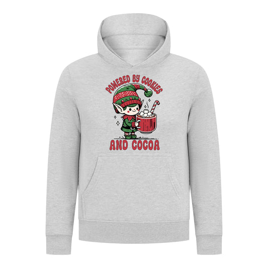 Everyday Kids Christmas Collection Powered by Cookies and Cocoa Pullover Hoodie – Holiday Sweatshirt - Heather Gray