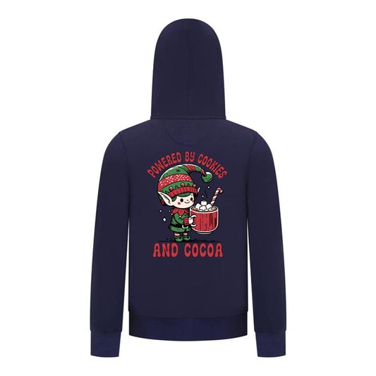 Everyday Kids Christmas Collection Powered by Cookies and Cocoa Zip Up Hoodie – Holiday Sweatshirt - Navy