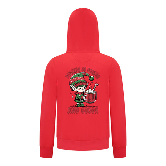 Everyday Kids Christmas Collection Powered by Cookies and Cocoa Zip Up Hoodie – Holiday Sweatshirt - Red