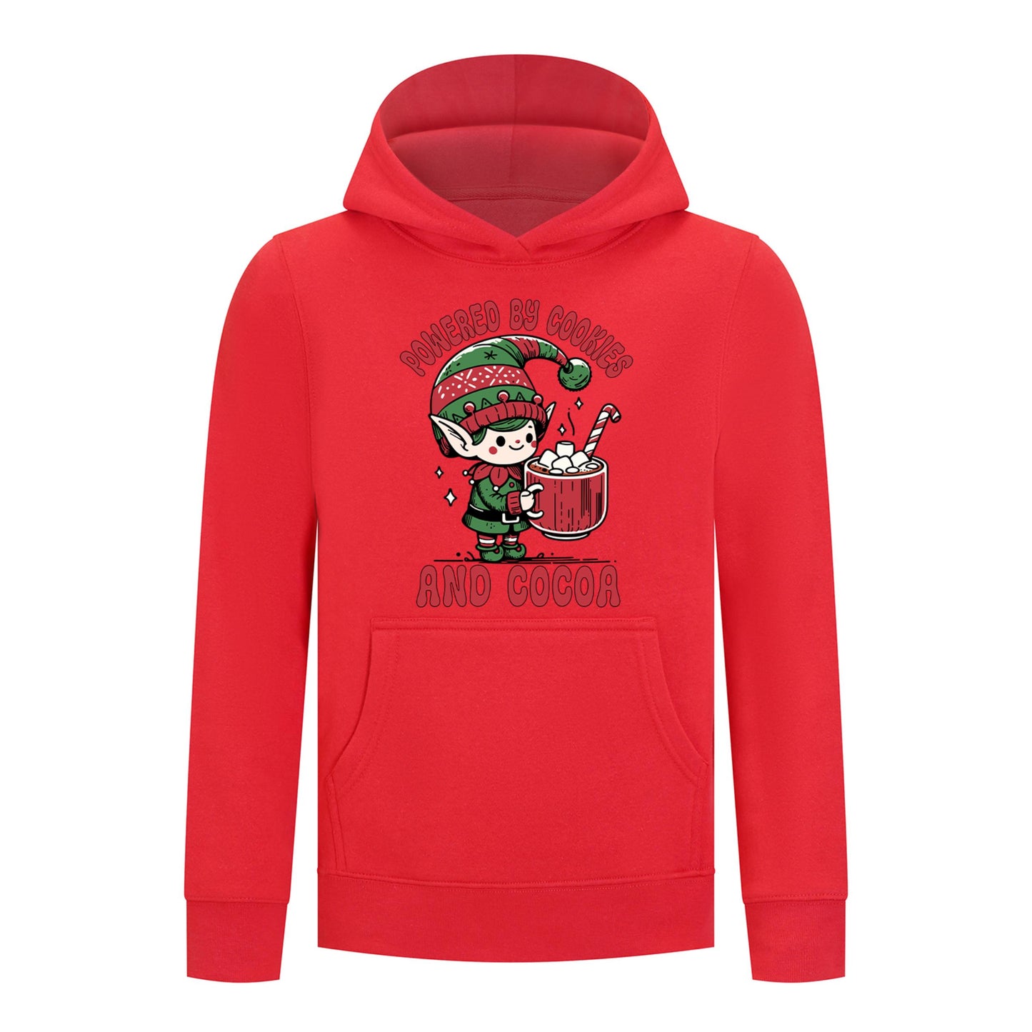 Everyday Kids Christmas Collection Powered by Cookies and Cocoa Pullover Hoodie – Holiday Sweatshirt - Red