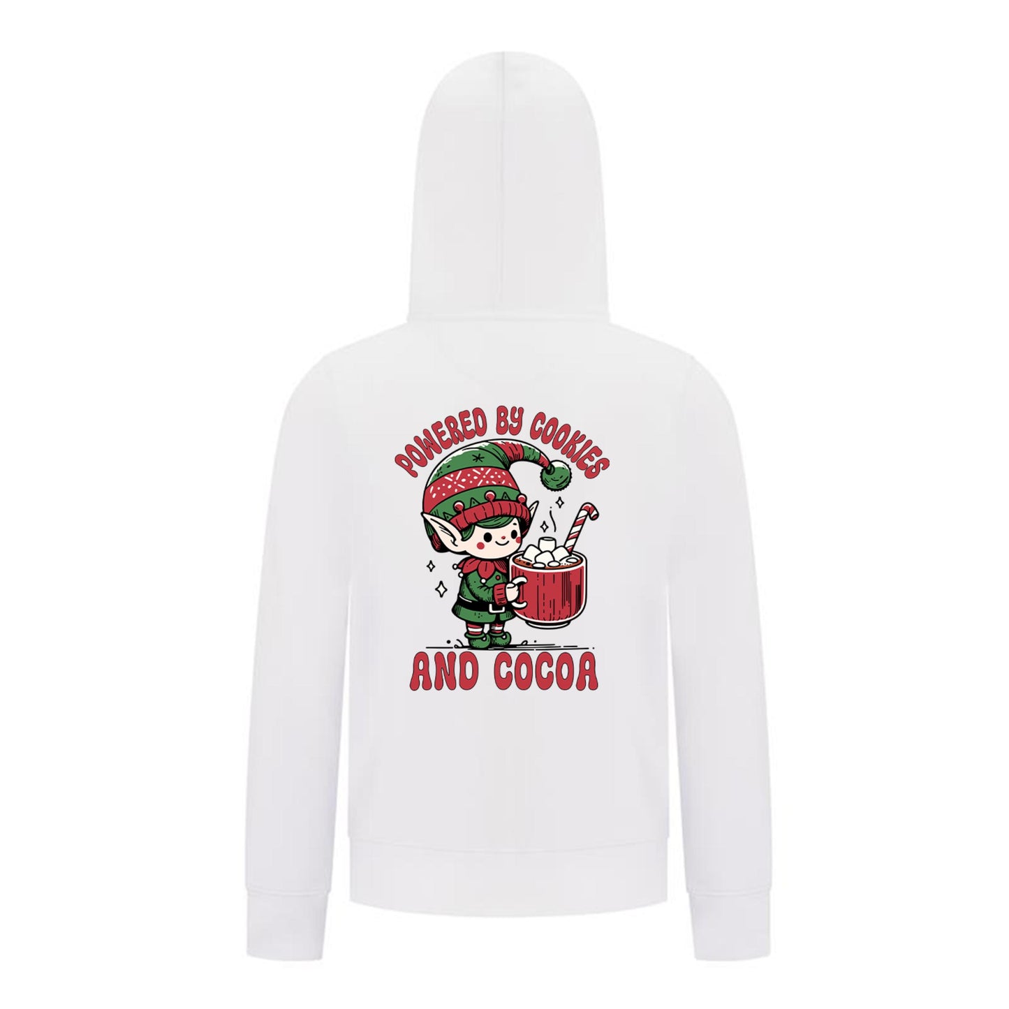 Everyday Kids Christmas Collection Powered by Cookies and Cocoa Zip Up Hoodie – Holiday Sweatshirt - White