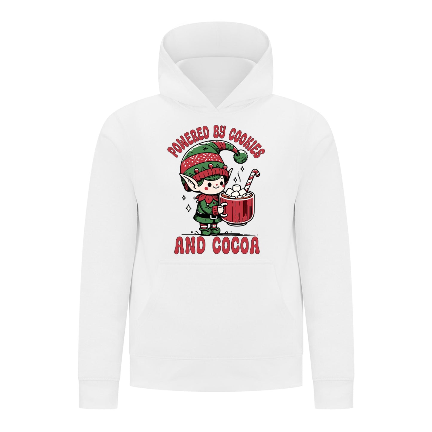 Everyday Kids Christmas Collection Powered by Cookies and Cocoa Pullover Hoodie – Holiday Sweatshirt - White