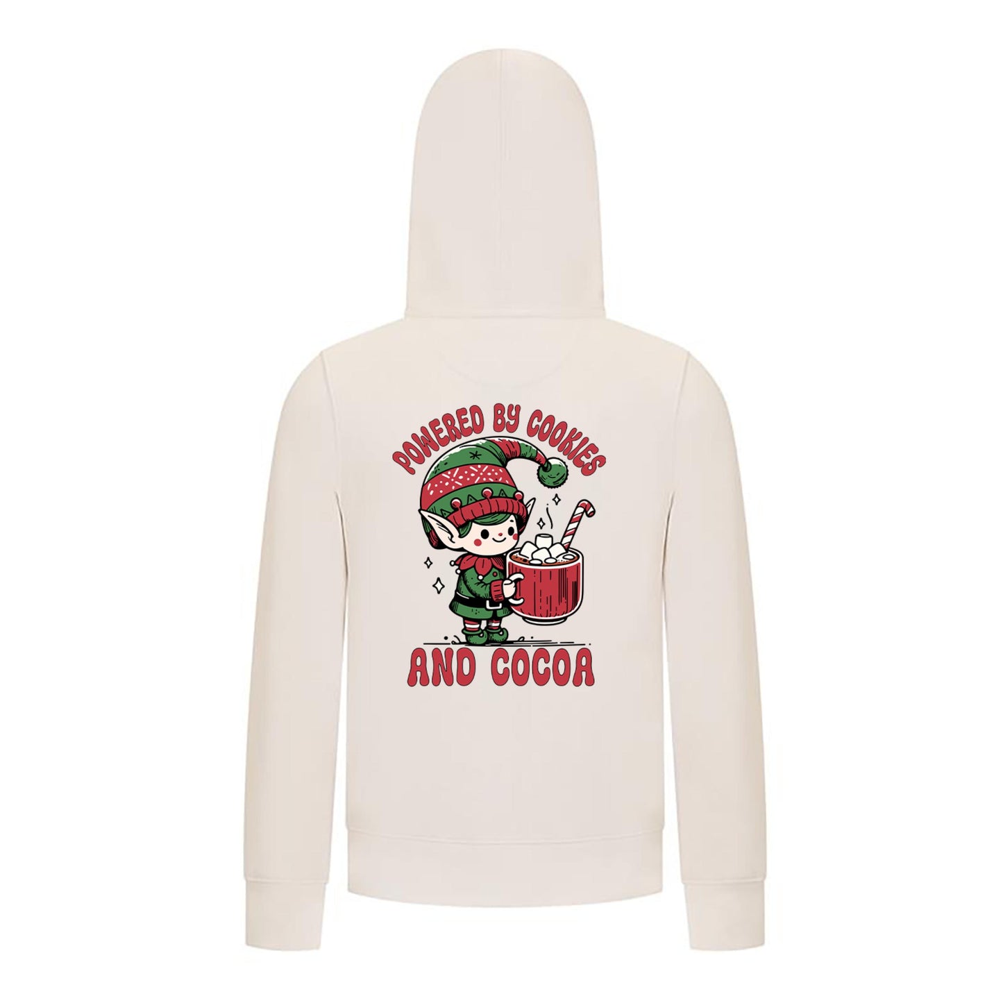 Everyday Kids Christmas Collection Powered by Cookies and Cocoa Zip Up Hoodie – Holiday Sweatshirt - Off White