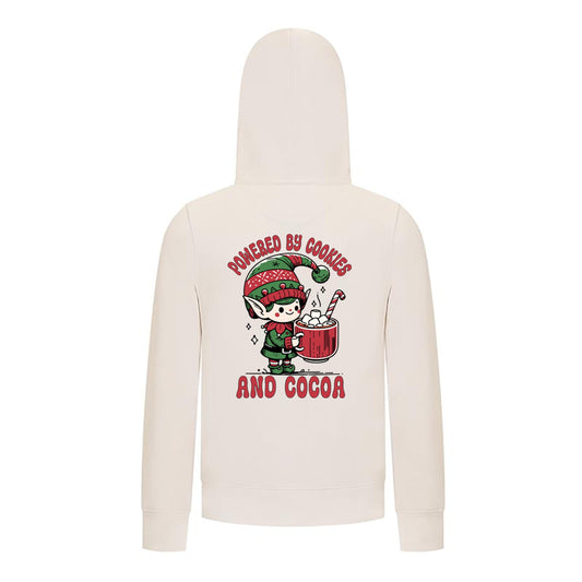 Everyday Kids Christmas Collection Powered by Cookies and Cocoa Zip Up Hoodie – Holiday Sweatshirt - Off White