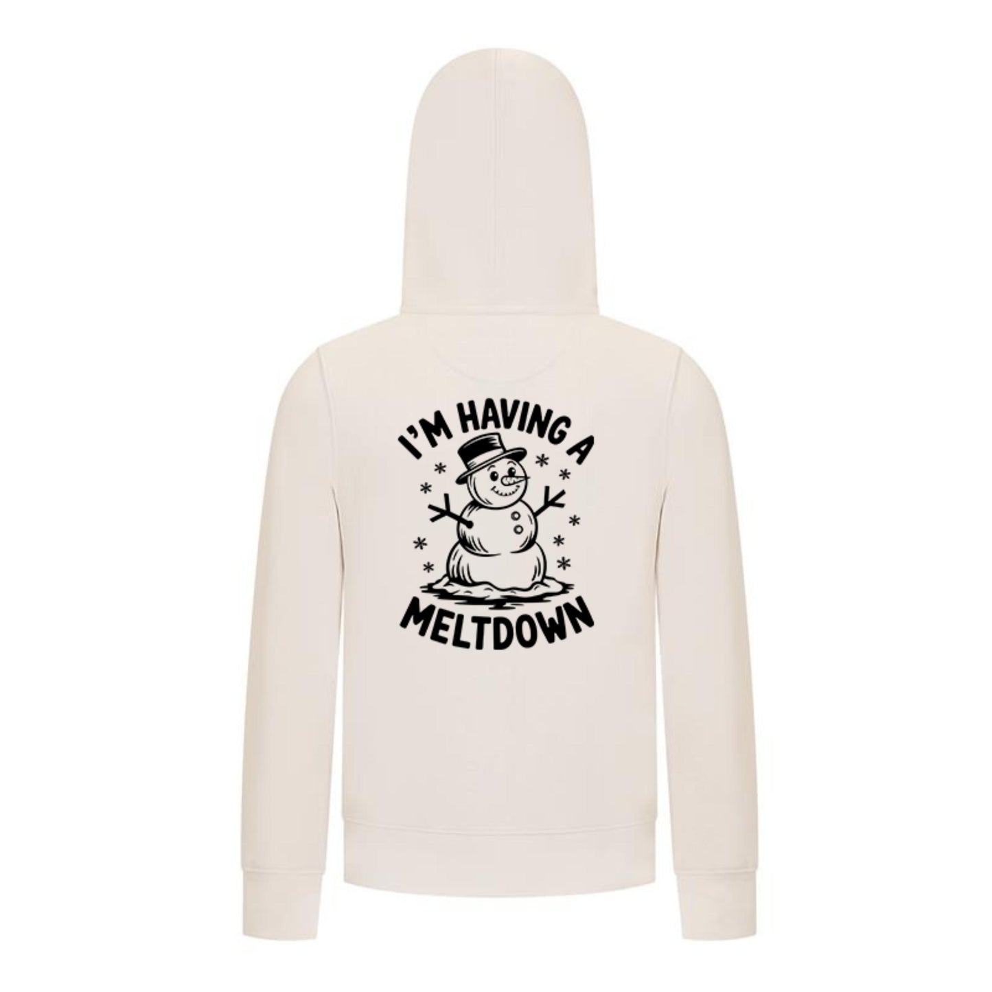 Everyday Kids Christmas Collection I’m Having a Meltdown Zip Up Hoodie – Funny Snowman Holiday Sweatshirt - Off-White