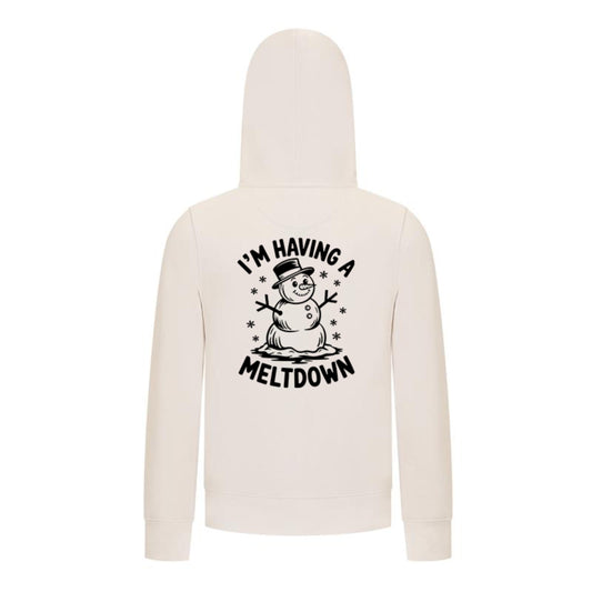 Everyday Kids Christmas Collection I’m Having a Meltdown Zip Up Hoodie – Funny Snowman Holiday Sweatshirt - Off-White
