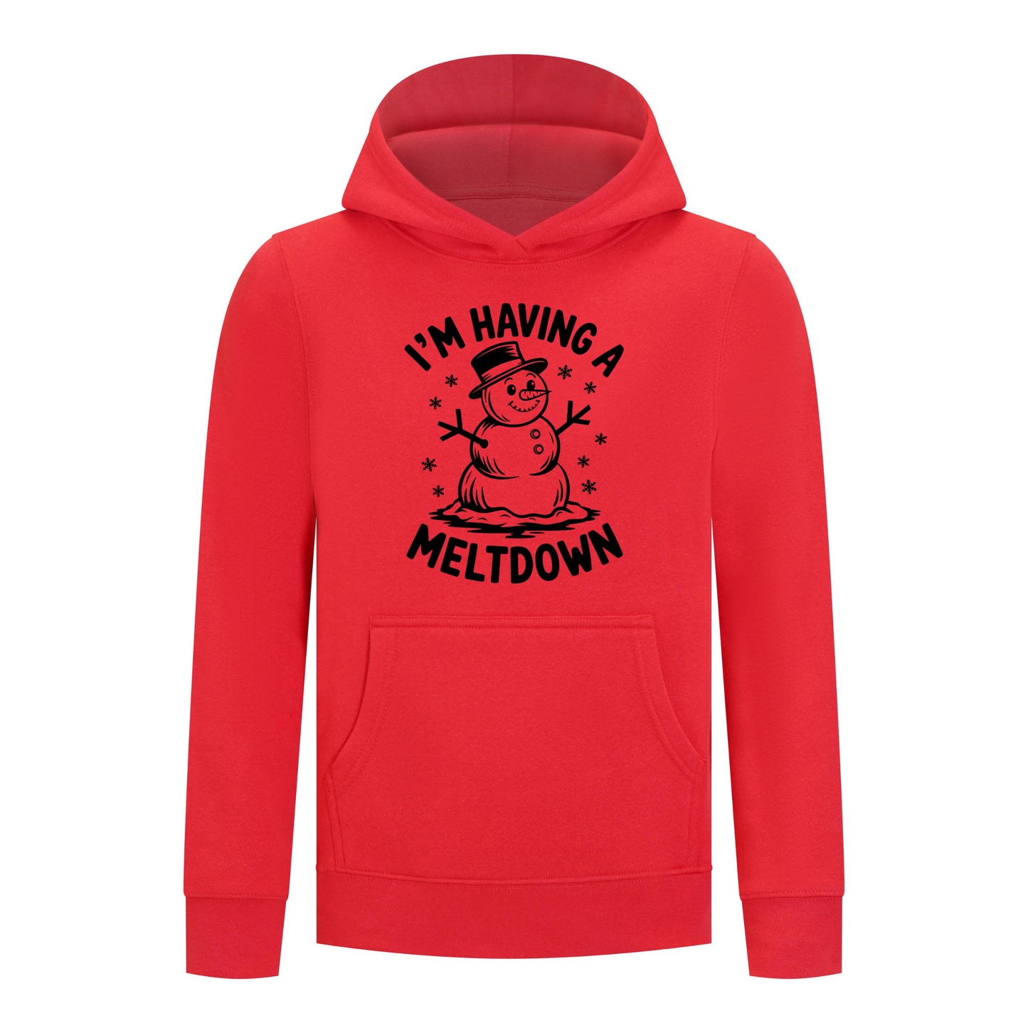 Everyday Kids Christmas Collection I’m Having a Meltdown Pullover Hoodie – Funny Snowman Holiday Sweatshirt - Red