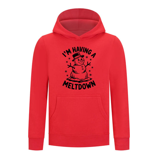 Everyday Kids Christmas Collection I’m Having a Meltdown Pullover Hoodie – Funny Snowman Holiday Sweatshirt - Red