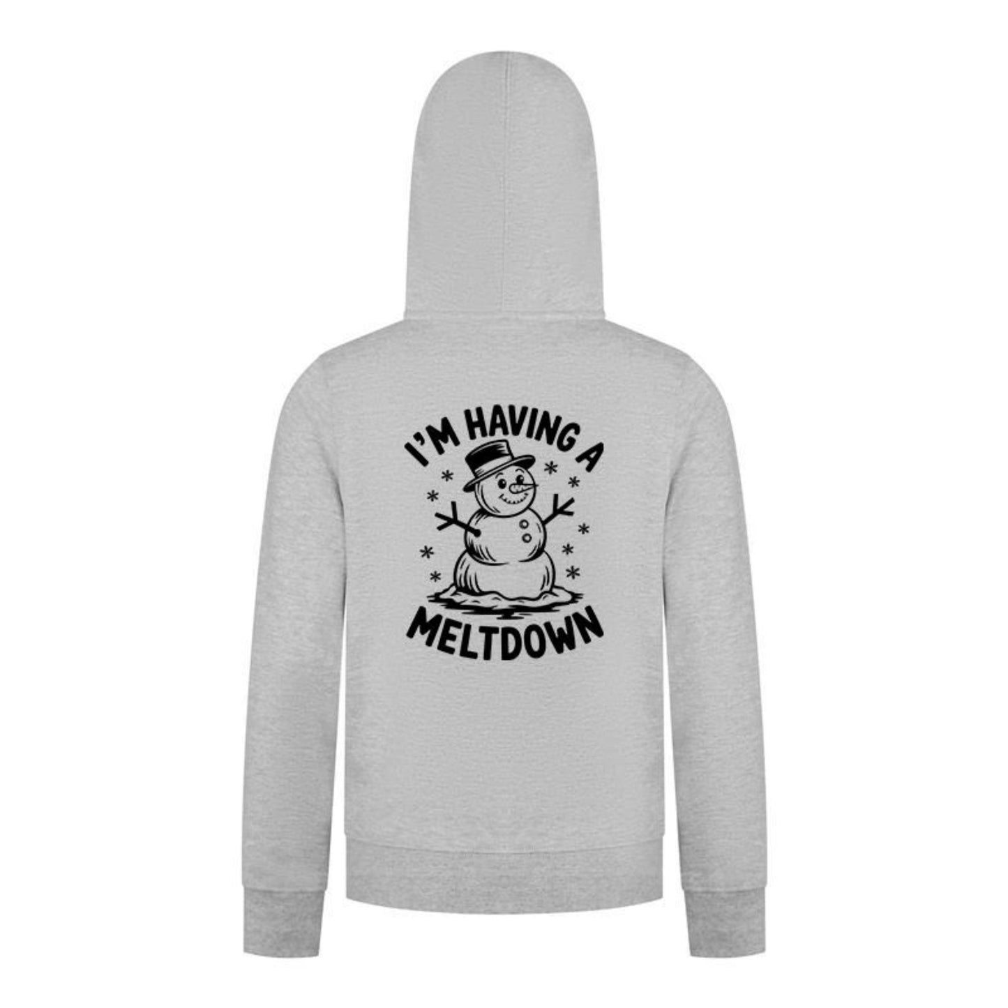 Everyday Kids Christmas Collection I’m Having a Meltdown Zip Up Hoodie – Funny Snowman Holiday Sweatshirt - Heather Gray