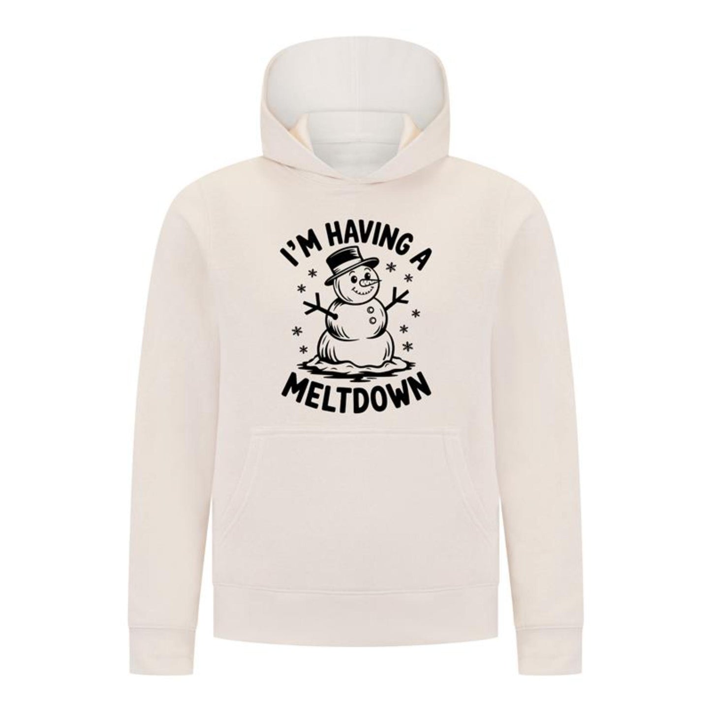 Everyday Kids Christmas Collection I’m Having a Meltdown Pullover Hoodie – Funny Snowman Holiday Sweatshirt - Off-White
