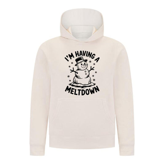 Everyday Kids Christmas Collection I’m Having a Meltdown Pullover Hoodie – Funny Snowman Holiday Sweatshirt - Off-White
