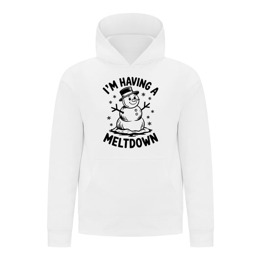 Everyday Kids Christmas Collection I’m Having a Meltdown Pullover Hoodie – Funny Snowman Holiday Sweatshirt - White