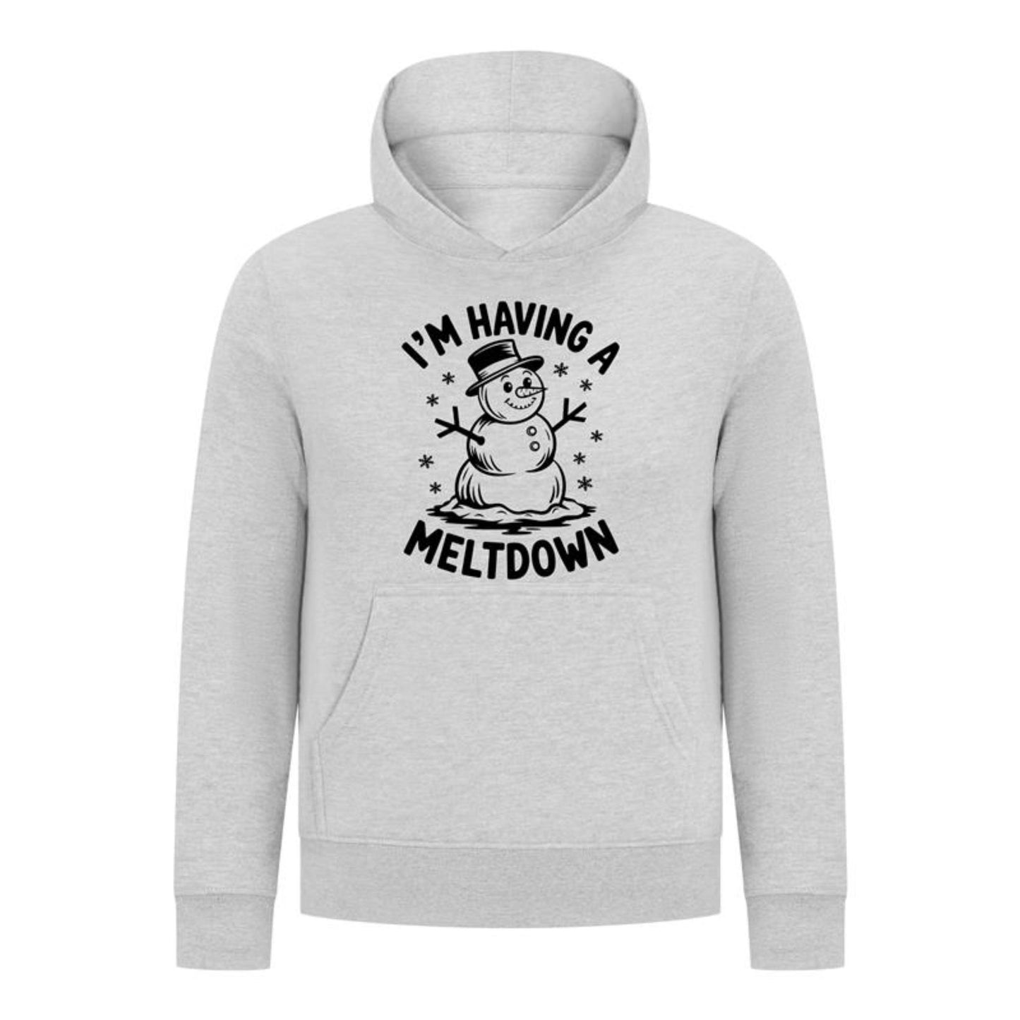 Everyday Kids Christmas Collection I’m Having a Meltdown Pullover Hoodie – Funny Snowman Holiday Sweatshirt - Heather Gray
