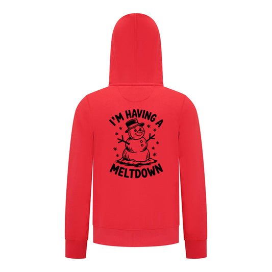 Everyday Kids Christmas Collection I’m Having a Meltdown Zip Up Hoodie – Funny Snowman Holiday Sweatshirt - Red