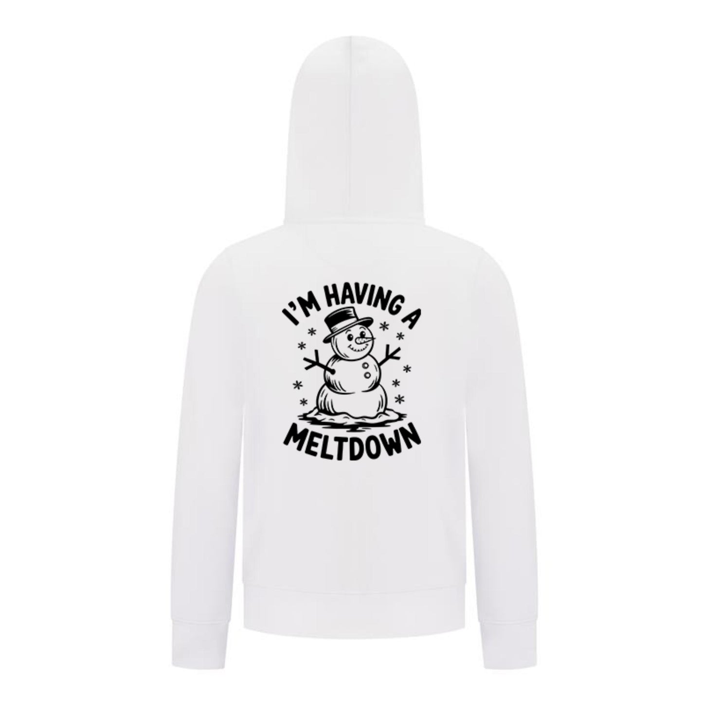 Everyday Kids Christmas Collection I’m Having a Meltdown Zip Up Hoodie – Funny Snowman Holiday Sweatshirt - White